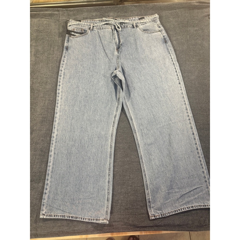 Buffalo David Bitton Womens Wide Leg Tie Waist Jeans Light Wash Blue Denim 18